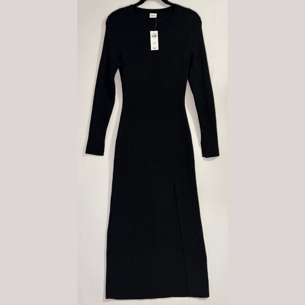 Abercrombie Black Ribbed Sweater Dress Large Petite